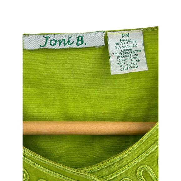 Joni B Lime Green Geometric Embroidered Jacket PM Trapeze Blazer Boxy - Picture 7 of 8